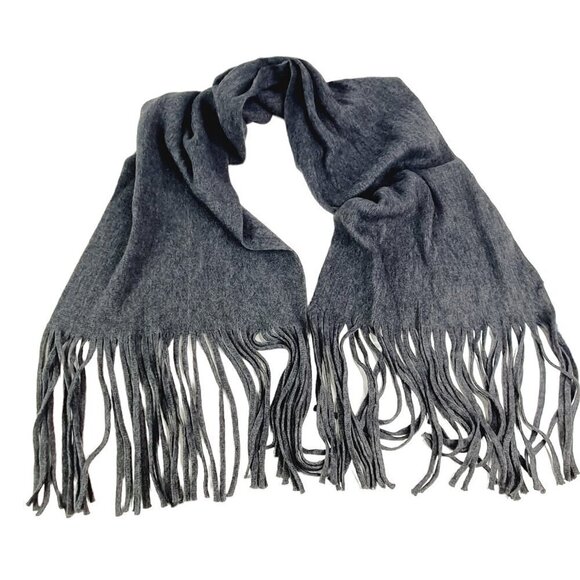New Lucky Brand Charcoal Grey Fringe Soft Scarf $69.50 - Picture 1 of 7